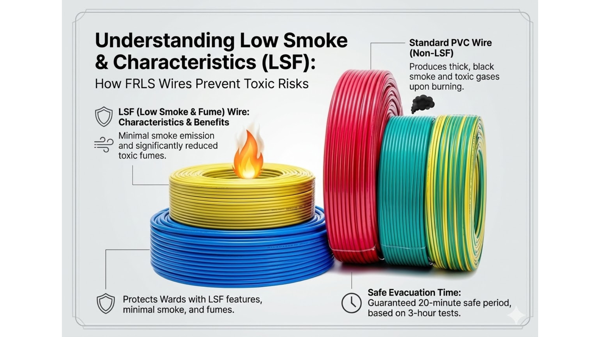 Understanding Low Smoke & Fume Characteristics (LSF): How FRLS Wires Prevent Toxic Risks